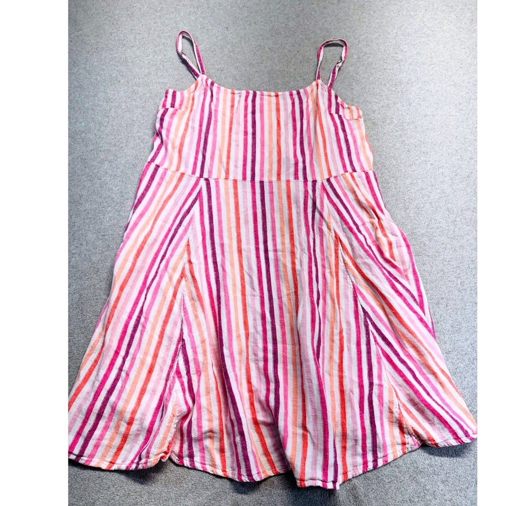 Gap XL Sleeveless Dress Pink Purple Orange Striped Swing Sundress Lightweight